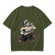 Olive T-Shirt with Cartoon Jason Voorhees Graphic Print