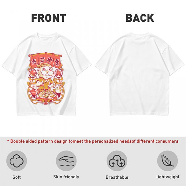 Olive T-Shirt with Cute Takoyaki Chef Graphic Print