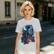 Olive T-shirt with fantasy warrior and moon graphic print