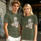 Olive Green T-Shirt With Cat In Robot Helmet Graphic Print