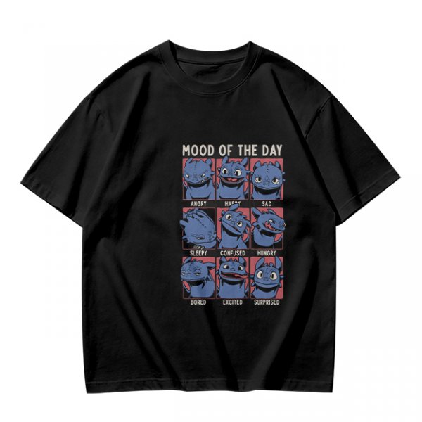 Olive T-Shirt With Mood Of The Day Blue Dragon Character Grid Print