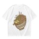 Olive Green T-Shirt With Illustrated Noodle Bowl Print