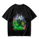 Olive Green T-Shirt with Totoro Nature Landscape Graphic Print
