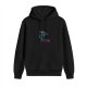 Black Hoodie With Abstract Cosmic Animal Graphic Print