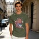 Olive T-Shirt With Cute Squirrel Holding Hot Drink Winter Art