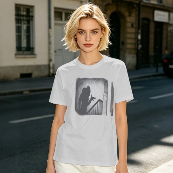 Olive T-Shirt With Horror Staircase Silhouette Graphic