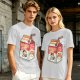 Olive green t-shirt with sarcasm juice carton and grumpy cat print