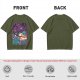 Olive T-Shirt With Anime Swordsman Graphic Print