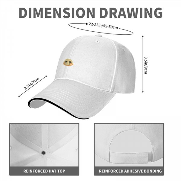 Black Baseball Cap With Cute Sad Cartoon Face Graphic