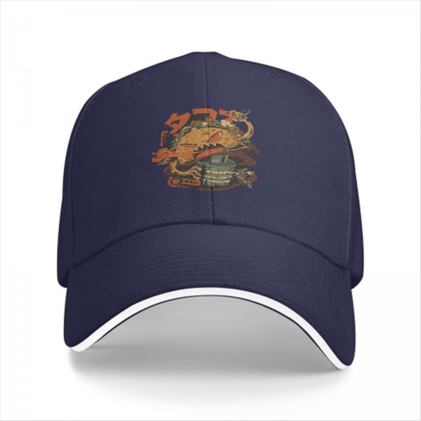 Black Baseball Cap With Vintage Dragon Taco Graphic Print