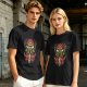 Olive T-Shirt with Tribal Warrior Mask and Horse Graphic Print