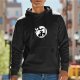 Black Hoodie With Halloween Witch Bat Moon Silhouette Print