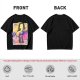 Oriental anime character graphic olive green casual t-shirt