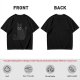 Olive Green T-Shirt With Cute Surprised Black Cat And Bell Print