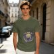 Olive Green T-Shirt with UFO Abducting Cow Graphic