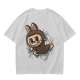 Olive Green T-Shirt With Playful Monster Bunny Graphic Print