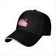 Black baseball cap with pink ramen bowl graphic design