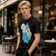 Olive T-Shirt With Fairy Godmother Cat Graphic Print