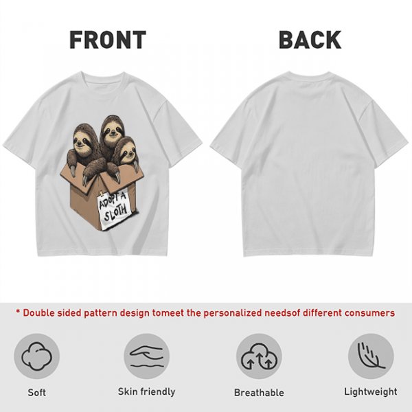 Adopt a Sloth T-Shirt with Three Cute Sloths in a Box