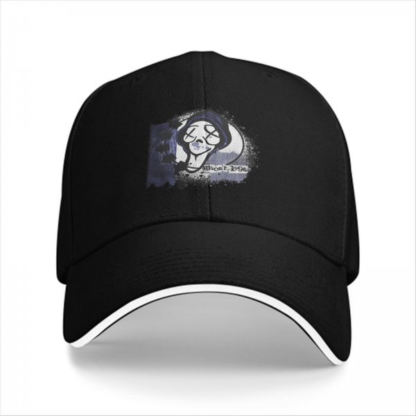 Black Baseball Cap With Ghost 1996 Graphic Print