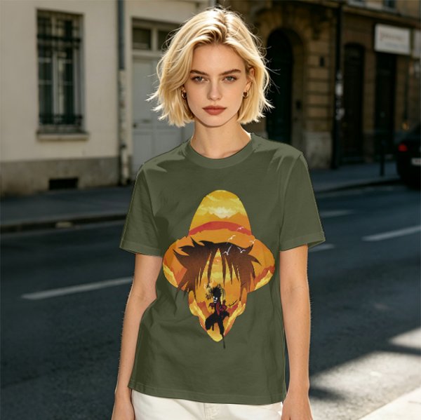 One Piece Luffy Straw Hat Sunset Graphic T-Shirt