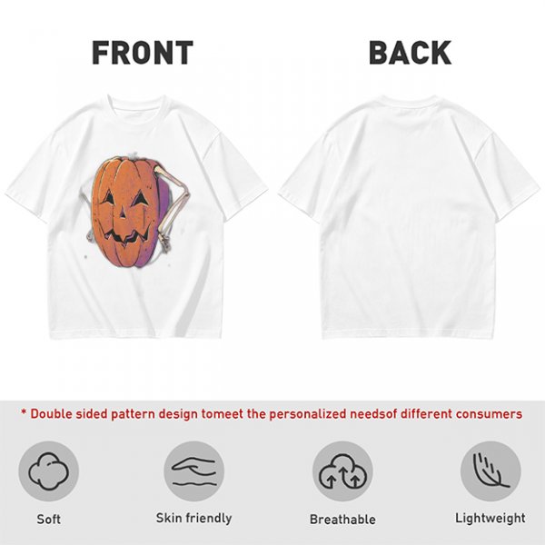 Olive Halloween T-Shirt with Skeleton Arm Jack-o'-Lantern Graphic
