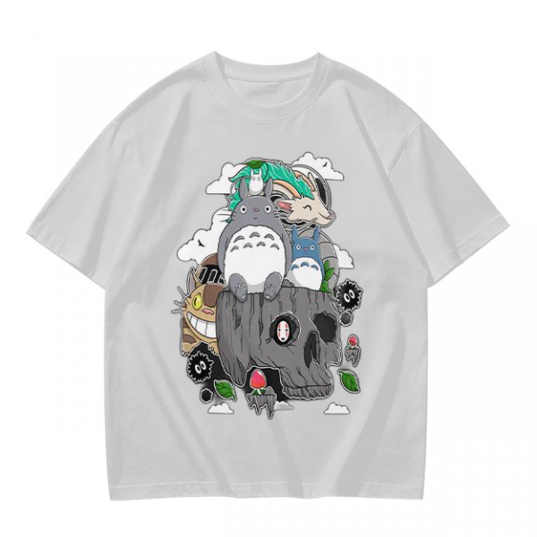 Olive T-shirt with Studio Ghibli Totoro and Spirited Away Characters Print
