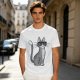 Olive T-Shirt With Cool Gray Cat Wearing Sunglasses Print