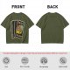 Olive T-Shirt with Retro Uno Wild Draw Four Card Graphic