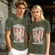 Olive T-Shirt With Pop Cats Popcorn Bucket Graphic