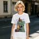Olive T-shirt with Peanuts-style He-Man Castle Grayskull Graphic