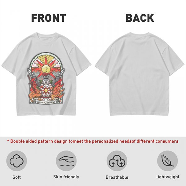 Olive T-Shirt With Stained Glass Style Praise The Sun Knight Print