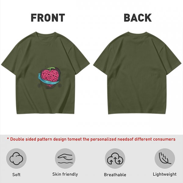 Olive T-Shirt With Swirled Heart Fruit Graphic Print