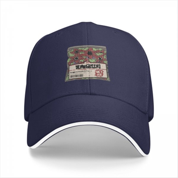 Black Baseball Cap With Demogorgons Graphic Print
