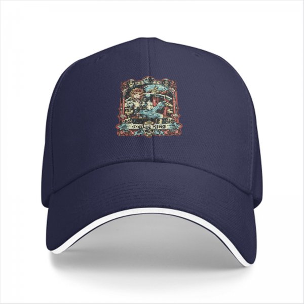 Black Baseball Cap with Vintage Goblin King Art Print