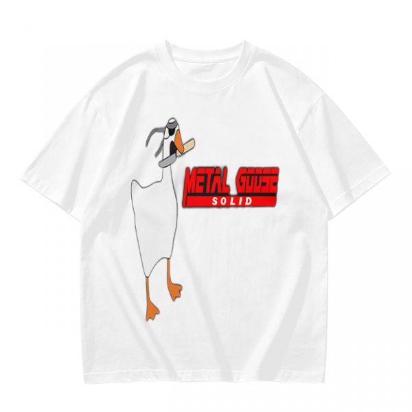 Olive T-Shirt With Metal Goose Solid Parody Graphic Print
