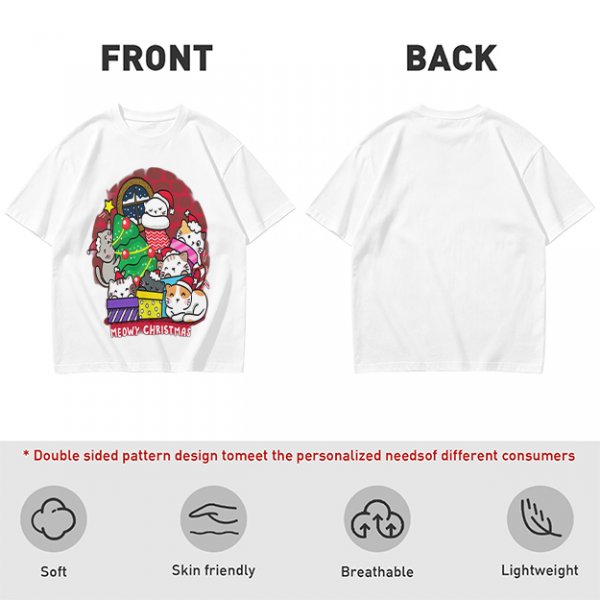 Meowy Christmas Cat Holiday Graphic T-Shirt