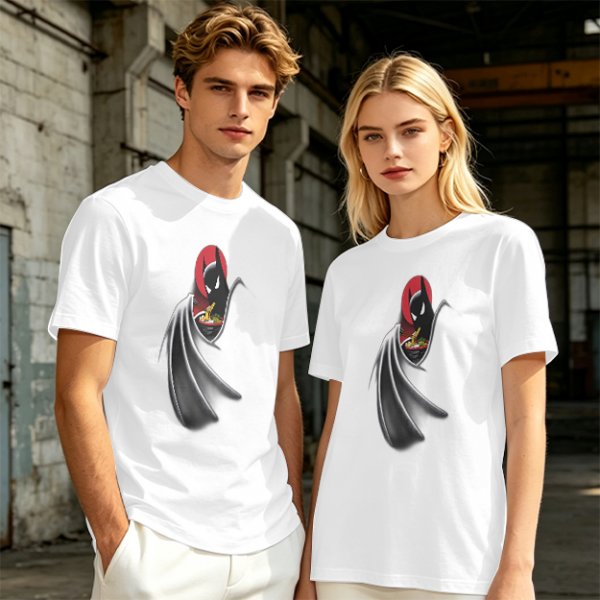 Olive Green T-Shirt With Batman Eating Ramen Graphic