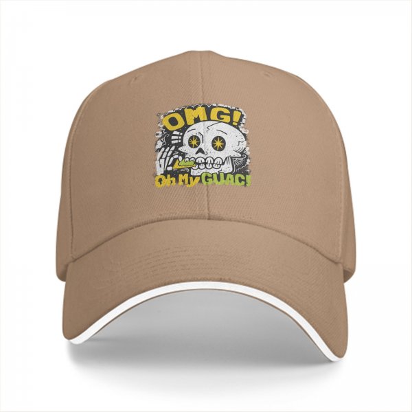 Black baseball cap with OMG Oh My Guac! sugar skull graphic