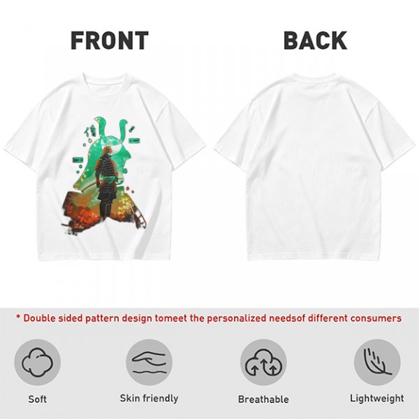 Olive T-shirt with Samurai Warrior and Helmet Art Print