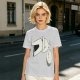 Olive T-Shirt With Surprised Cartoon Figure And Separate Face Print