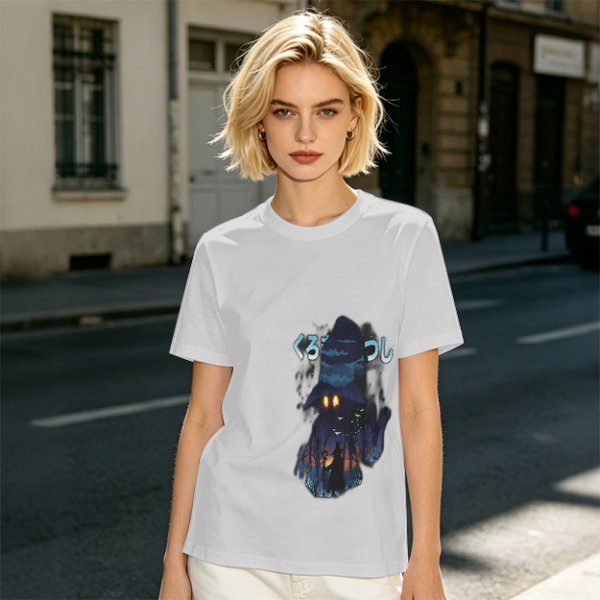 Olive T-Shirt With Dark Wizard Illustration And Japanese Text