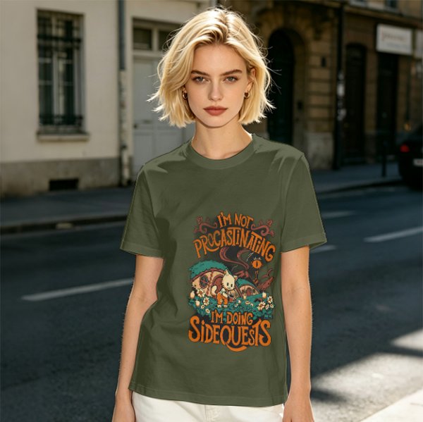 I'm Not Procrastinating I'm Doing Side Quests Cat Graphic T-Shirt