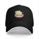 Black Baseball Cap With Cute Ramen Octopus Character Print