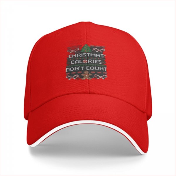 Black Baseball Cap With Christmas Calories Don't Count Festive Print