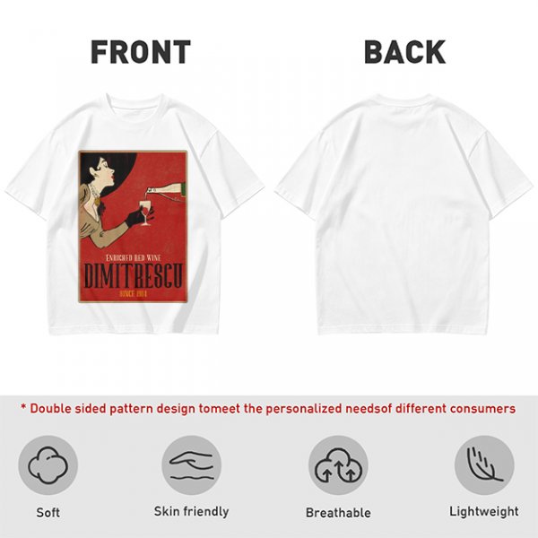 Olive t-shirt with vintage Dimitrescu red wine graphic print