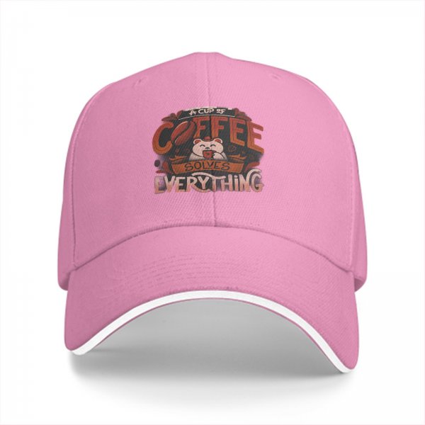 Black baseball cap with coffee solves everything bear graphic