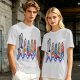 Olive T-Shirt With Shark And Colorful Ghost Creatures Print