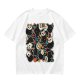Olive T-Shirt With Day Of The Dead Cat Skull Graphic Print