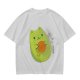 Olive Green T-Shirt With Cute Avocado Cat Holding Yarn Ball Print